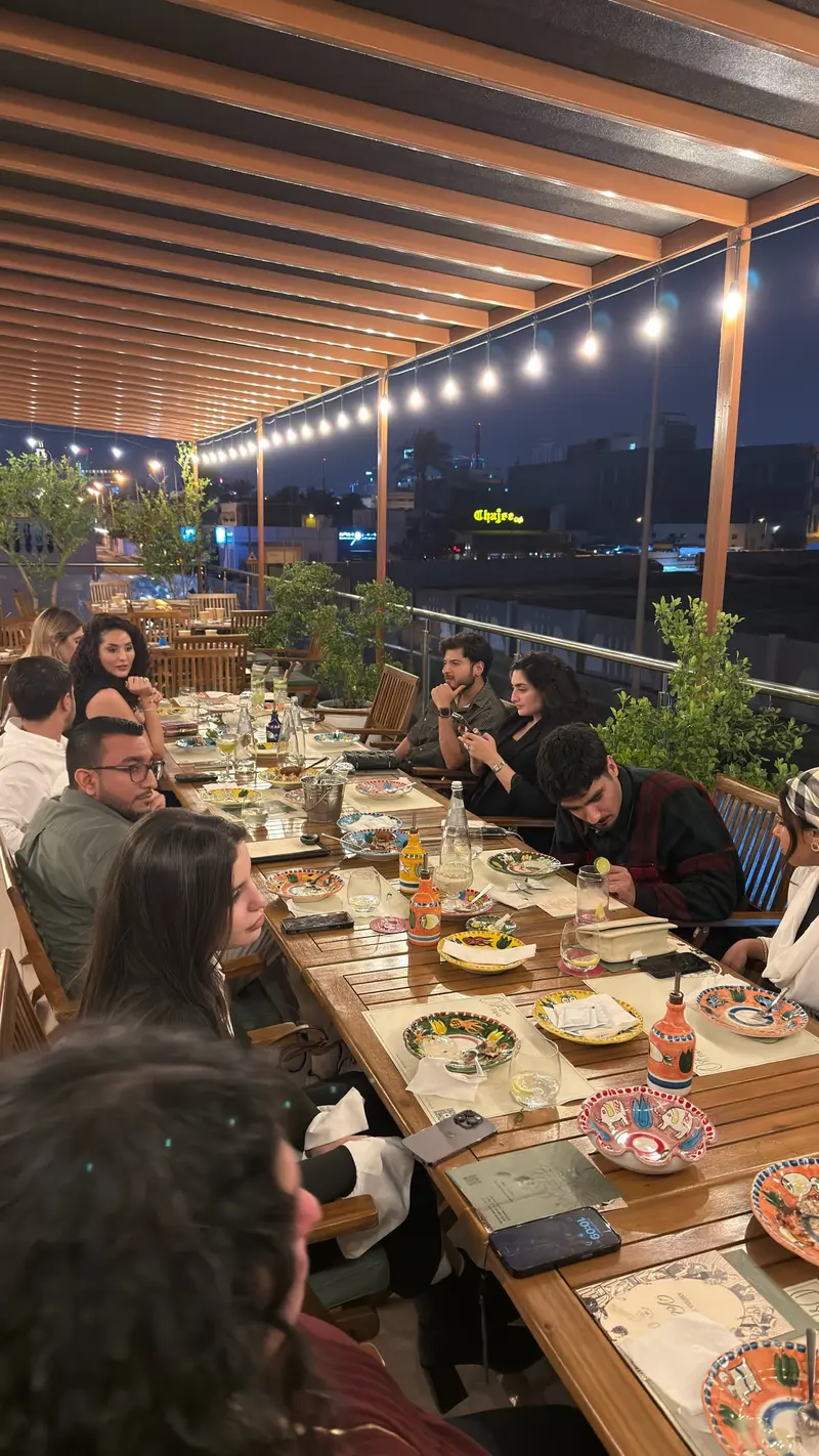 A long table set for a dinner