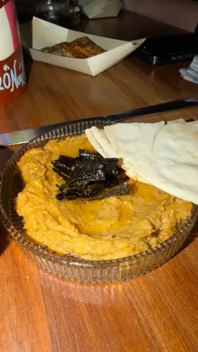 Hummus and bread at Vol 07